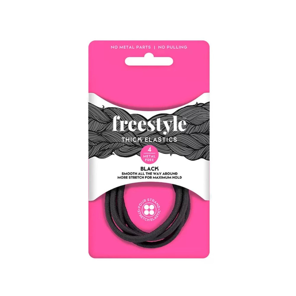Freestyle Metal Free Hair Elastics – Black 4 Pack
