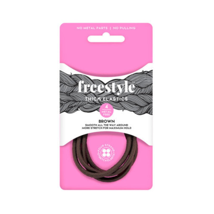 Freestyle Metal Free Hair Elastics – Brown 4 Pack