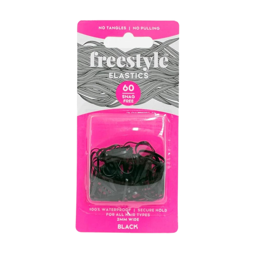 Freestyle Snag Free Hair Elastics 2mm Black 60 Pack