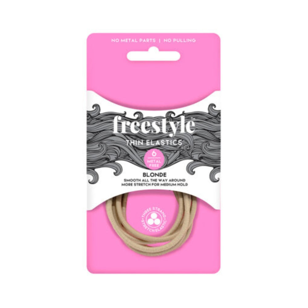 Freestyle Thin Metal Free Hair Elastics – Blonde 6 Pack