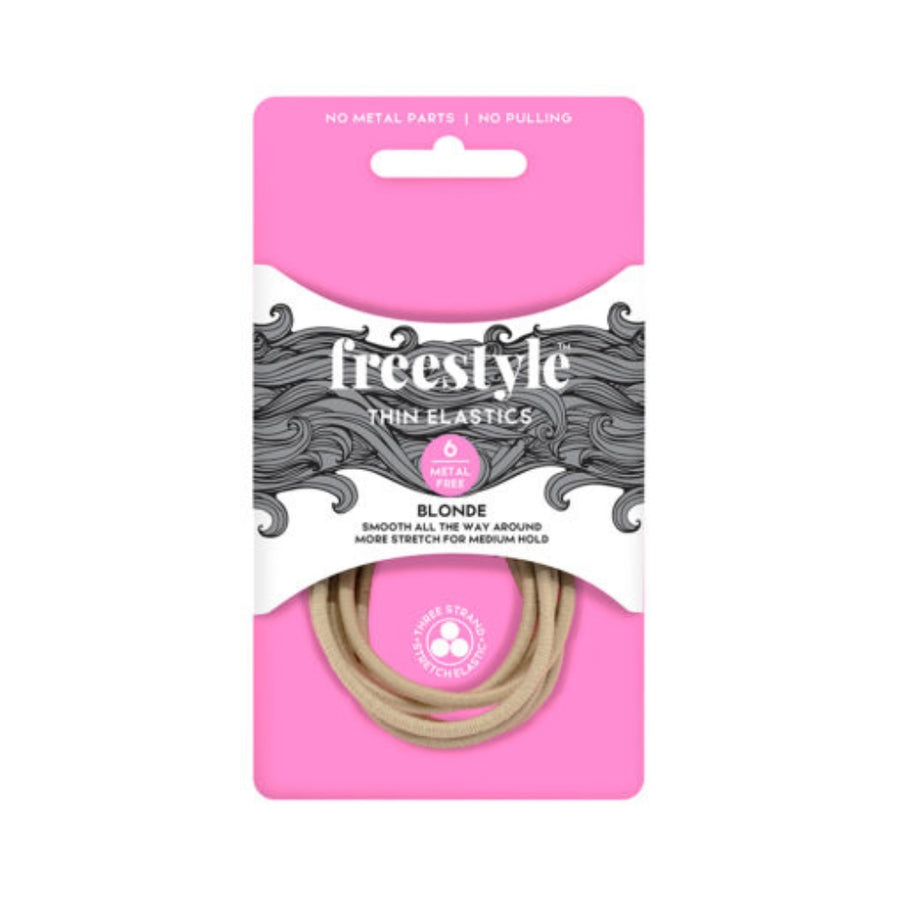 Freestyle Thin Metal Free Hair Elastics – Blonde 6 Pack