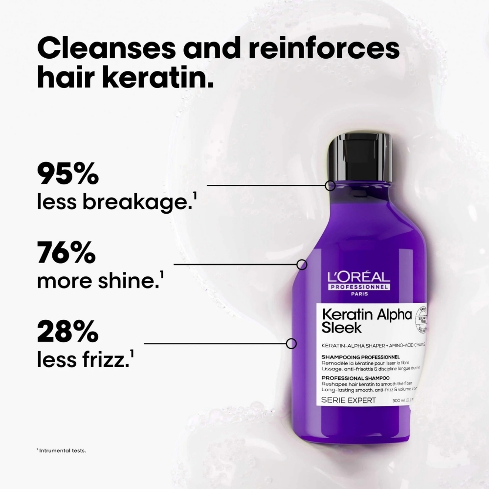 Loreal Keratin Alpha Sleek Shampoo 300ml - Image 2